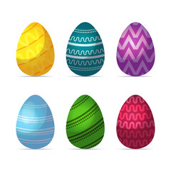 set decorated colorful eggs happy easter spring holiday concept vector illustration