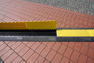 Safety rubber cable protection cover for scene or outdoor events.