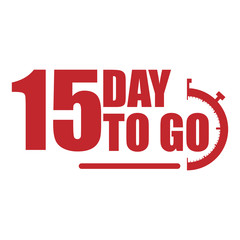 15 day to go label, red flat  promotion icon, Vector stock illustration: For any kind of promotion