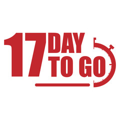 17 day to go label, red flat  promotion icon, Vector stock illustration: For any kind of promotion