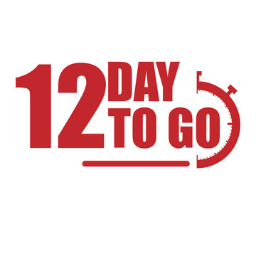 12 day to go label, red flat  promotion icon, Vector stock illustration: For any kind of promotion