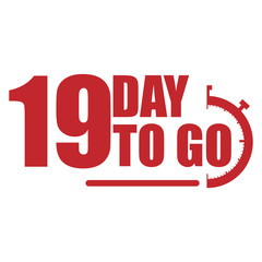 19 day to go label, red flat  promotion icon, Vector stock illustration: For any kind of promotion