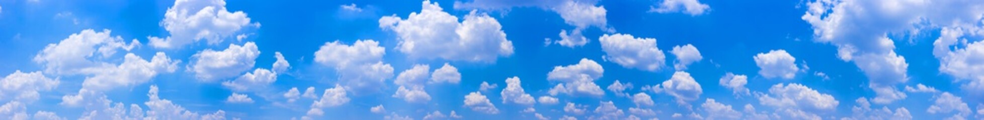 Panorama blue sky  background with tiny clouds.