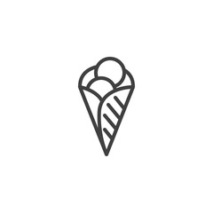 Waffle ice cream line icon. linear style sign for mobile concept and web design. Ice cream cone outline vector icon. Symbol, logo illustration. Vector graphics