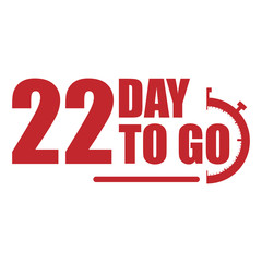 22 day to go label, red flat  promotion icon, Vector stock illustration: For any kind of promotion