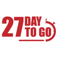 27 day to go label, red flat  promotion icon, Vector stock illustration: For any kind of promotion