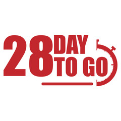 28 day to go label, red flat  promotion icon, Vector stock illustration: For any kind of promotion