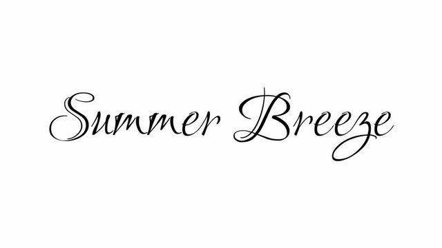 Animated Appearance in Video Graphic Transition Effect of Cursive Text of Black
Summer Breeze Phrase Isolated on White  Background