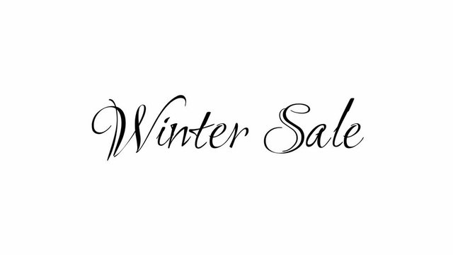 Animated Appearance in The Form of Moment Cursive Text of Black 
Winter Sale Phrase Isolated on White  Background