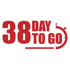 38 day to go label, red flat  promotion icon, Vector stock illustration: For any kind of promotion