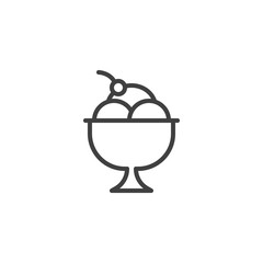 Sorbet ice cream line icon. linear style sign for mobile concept and web design. Ice cream scoop in bowl outline vector icon. Symbol, logo illustration. Vector graphics