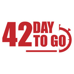 42 day to go label, red flat with alarm clock, promotion icon, Vector stock illustration: For any kind of promotion
