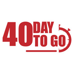 40 day to go label, red flat  promotion icon, Vector stock illustration: For any kind of promotion