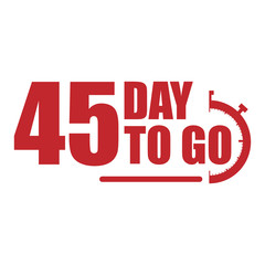 45 day to go label, red flat  promotion icon, Vector stock illustration: For any kind of promotion