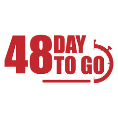 48 day to go label, red flat  promotion icon, Vector stock illustration: For any kind of promotion
