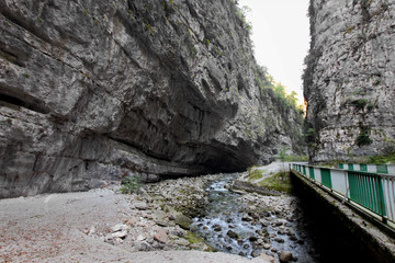 The road passes over a bridge.