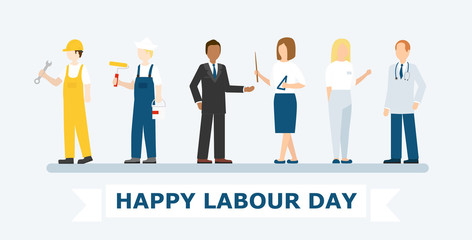 Vector illustration of Happy Labour Day. Poster International Labour Day. 1 may. The first of May.