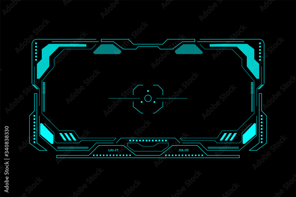 Poster HUD Futuristic Interface Screen Design Element. UI Technology Virtual Reality View Display Object Vector.