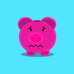 Obraz na płótnie Canvas Pig piggy bank is afraid vector