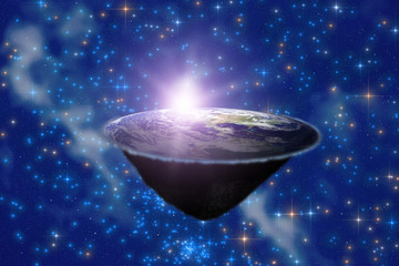 Flat Earth model - true or myth? Elements of this image are furnished by NASA.