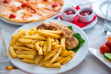 chicken nuggets with french fries