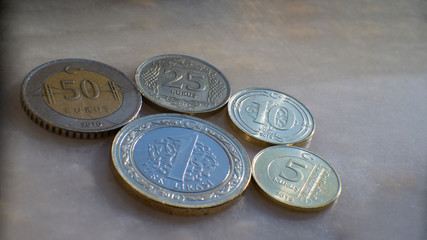 Turkish lira categories, macro photography, Turkish coins.