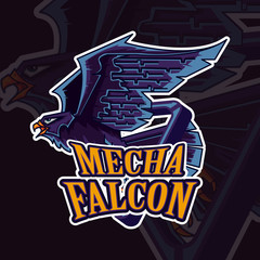 Mechanical falcon eagle mascot esport logo
