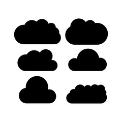 Set of silhouette flat style clouds. Vector illustration.