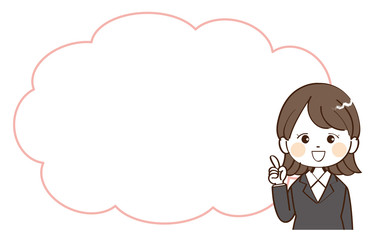 女性、スーツ、吹き出し