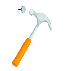hammer hammering nail tool symbol handy man repair isolated on white background 