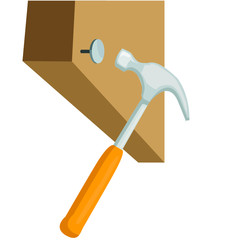 hammer hammering nail tool symbol handy man repair isolated on white background 