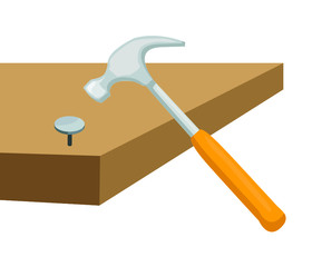 hammer hammering nail tool symbol handy man repair isolated on white background 