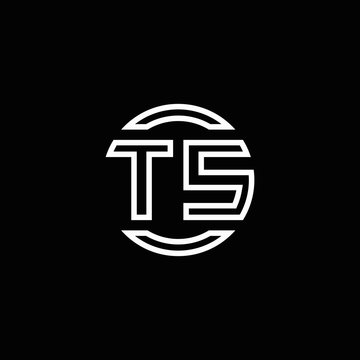 TS logo monogram with negative space circle rounded design template