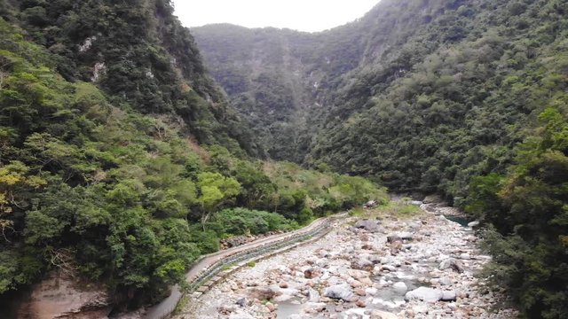 Liwu River drone shot, Taroko Gorge National Park, Xiulin Township, Hualien County, Taiwan.