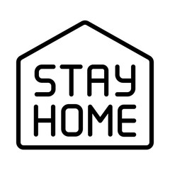 Stay home outline vector icon isolated on white background. 2019-nCoV coronavirus prevention. Stay home lettering
