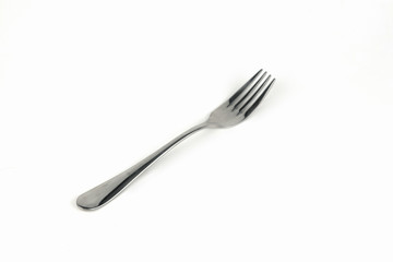 Silverware fork isolated on white background