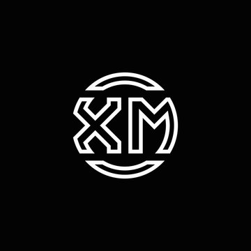 XM logo monogram with negative space circle rounded design template