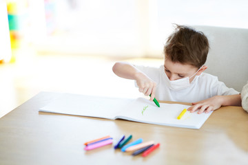 Little boy at home quarantine during coronavirus pandemic