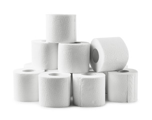 Stack toilet paper close-up isolated