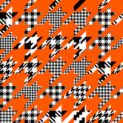 Classic Hounds-tooth pattern in a patchwork collage style.