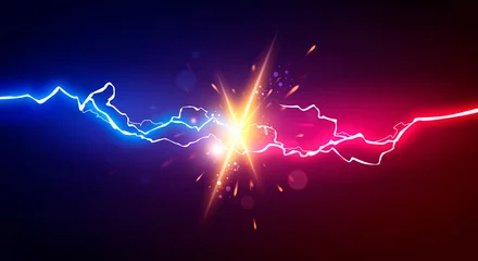 Foto op Aluminium Vector Illustration Abstract Electric Lightning. Concept For Battle, Confrontation Or Fight © Black White Mouse