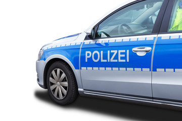 Polizeiwagen mit Schriftzug Polizei, blau © hkama