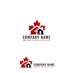 Canadian icon flag with abstract home design icon symbol