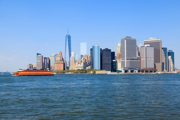 Fototapeta premium Nowy Jork; Prom na Dolny Manhattan i Staten Island