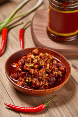 Creative drawing of the retro style of chili sauce