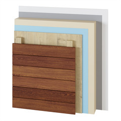 Close-up view of the cross-section of the wall. All layers. Clipping path included. 3D rendering.