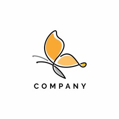 Buterfly Logo Design vector with Elegant linear and simple monoline style
