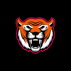 Fototapeta premium Illustration of head of angry tiger mascot. Design element for logo, label, sign, poster, t shirt. Vector illustration
