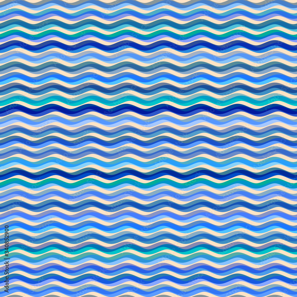 Poster blue waves pattern in marine style.