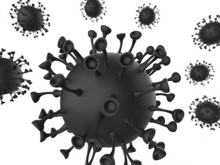 Coronavirus outbreak and coronaviruses influenza background as dangerous flu strain cases as a pandemic medical health risk concept with disease cells as a 3D render